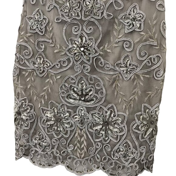 Vintage Sue Wong Nocturne Womens Gray Embroidered Beaded Strapless Dress Size 10 - Picture 7 of 7